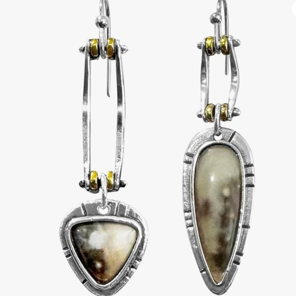 Vintage Sliver Geometry Stone Lightweight Dangle Earrings